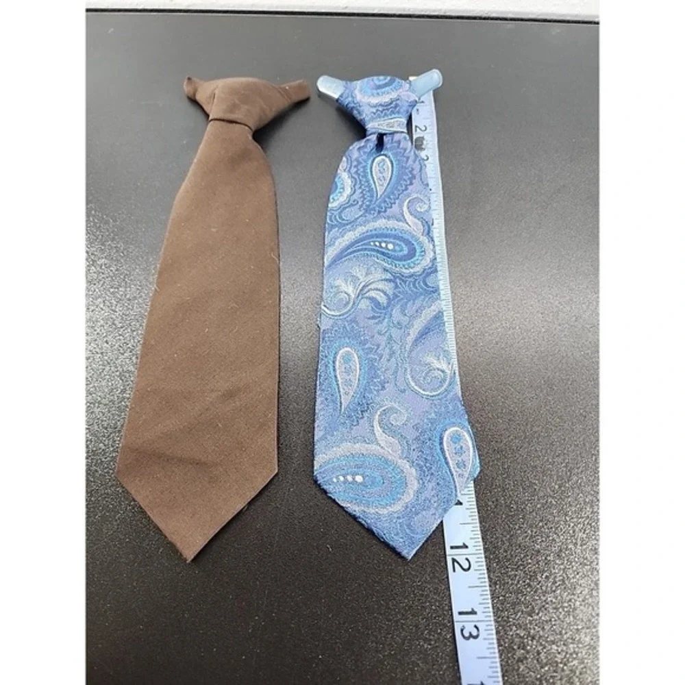 Vintage Boys clip neck ties set of two Solid And‎ Paisley